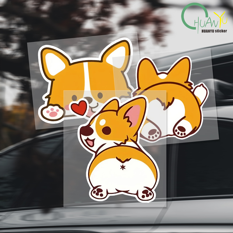 Motorcycle Gear Outlet - Car Cartoon Car Sticker Corgi Sticker